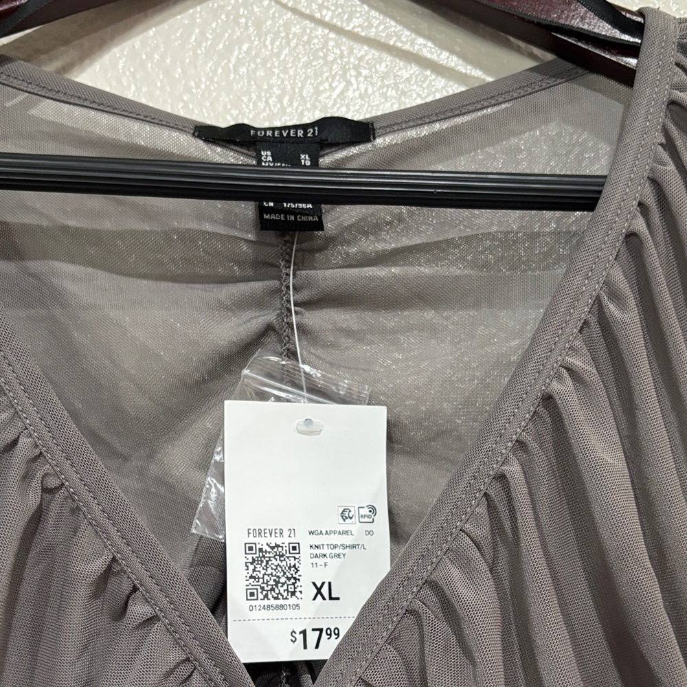 Forever 21 Charcoal Ruched Blouse - Picture 2 of 5